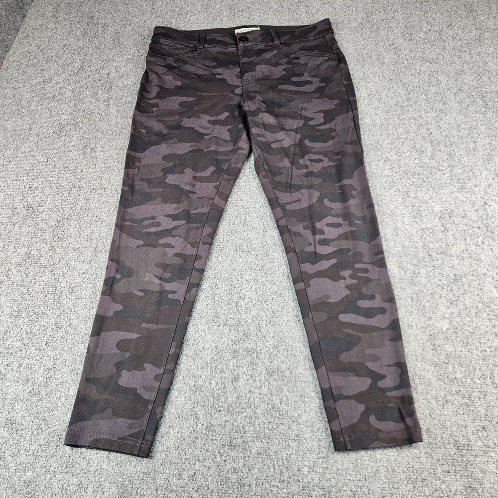 Knox Rose Womens Camo Slim Leg Pants Charcoal‎ Black Camouflage Size Large